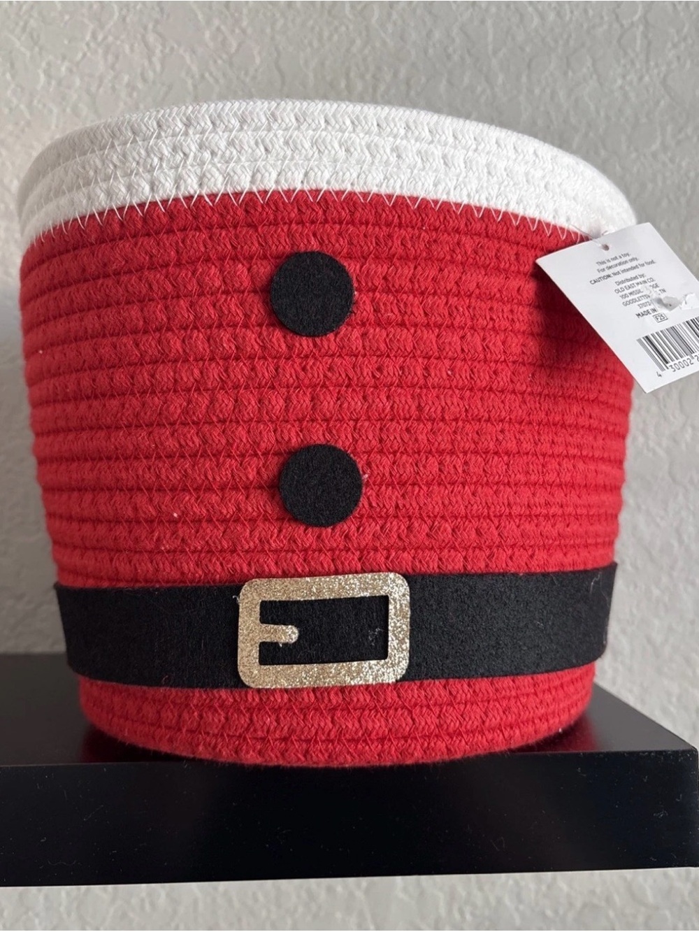 Woven Holiday Santa Basket Home Decor